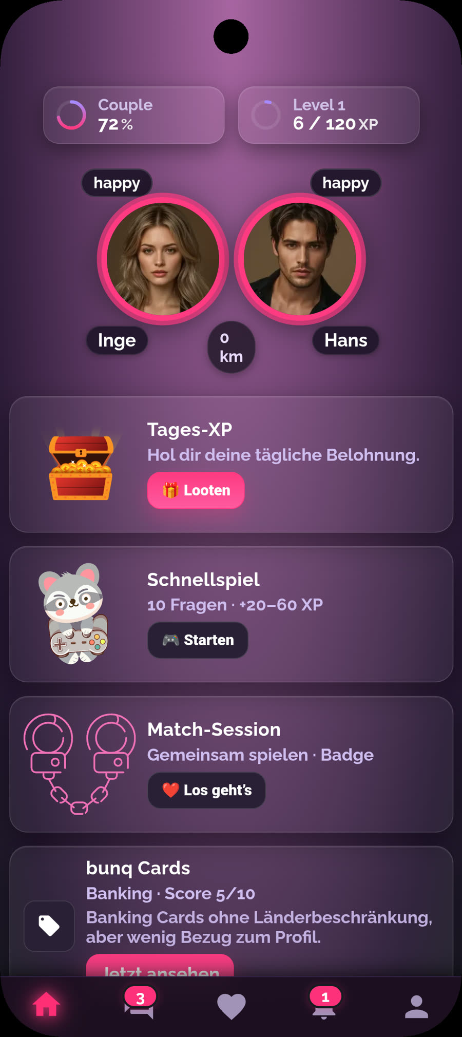 UnchainedUs Beziehungs-App fuer Paare und Fernbeziehungen